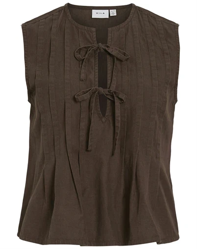 Vila - VITevira Tiestring Top - Slate Black